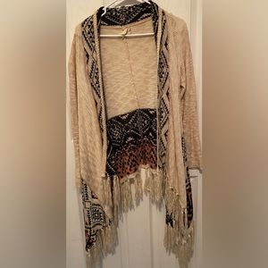 Hippie Rose Aztec Pattern Fringe Cardigan